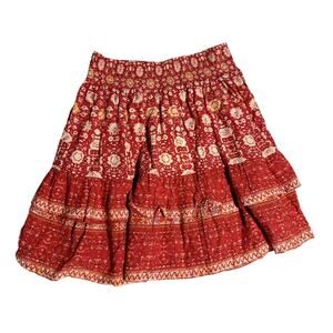 NWT Cynthia Rowley Red Floral Tiered Floral Mini Skirt - Size M/L